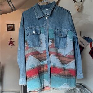 Denim and Patterned Jacket